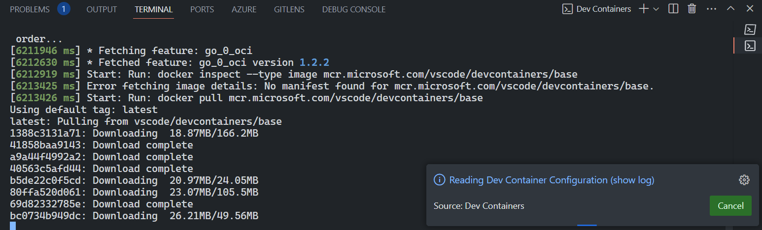 VS Code Dev Containers creation